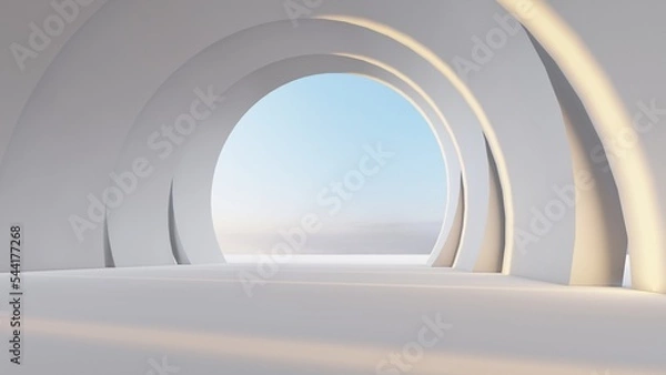 Fototapeta Abstract architecture background arched interior 3d render