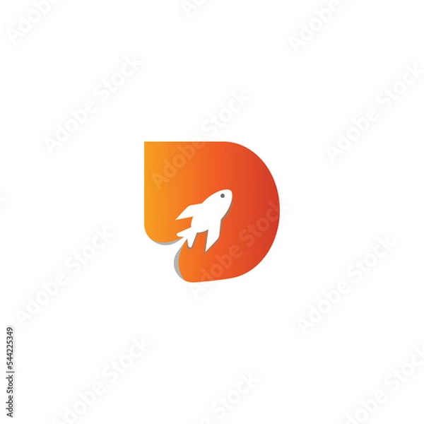 Obraz latter D logo rocket illustration color design vector