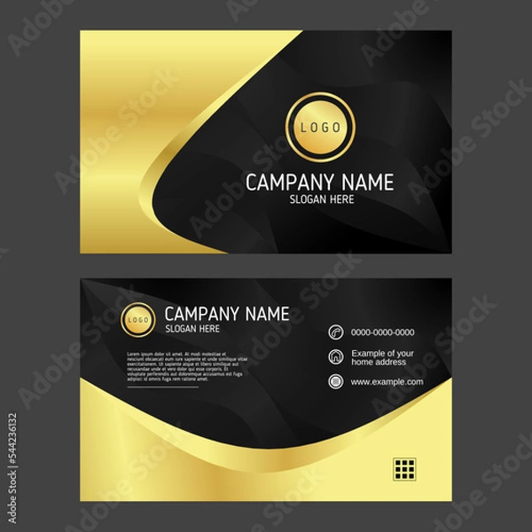 Obraz Luxury business card design template on black and gold background
