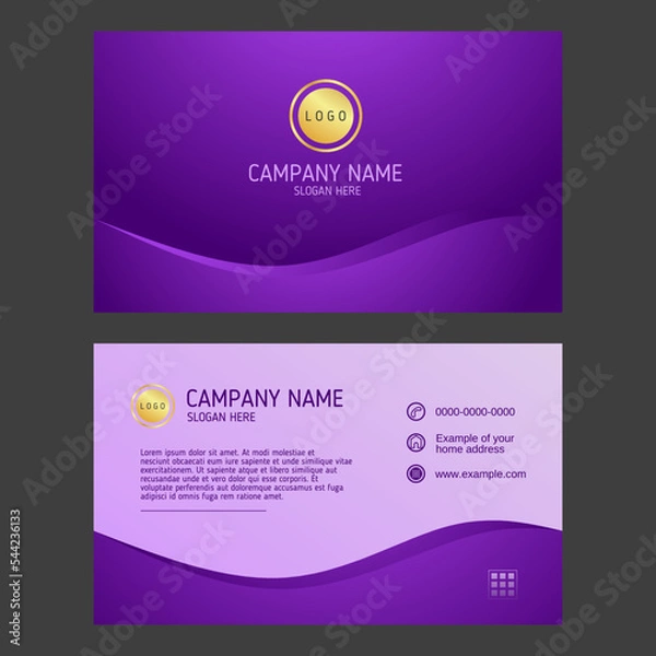 Obraz Luxury business card design template on purple background