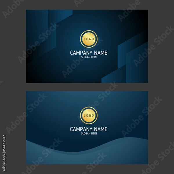 Obraz Luxury business card design template on blue background