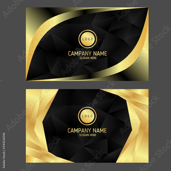 Obraz Luxury business card design template on black and gold background