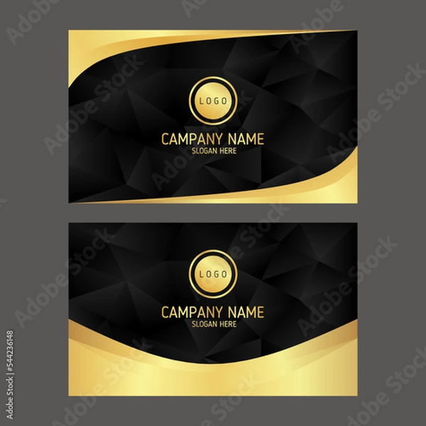Obraz Luxury business card design template on black and gold background