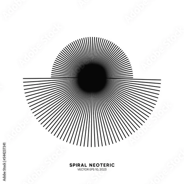 Fototapeta Creative black spiral lines with a circle curve style isolated on white background for symbol, technology, or digital brand. Vector, 2022-2023