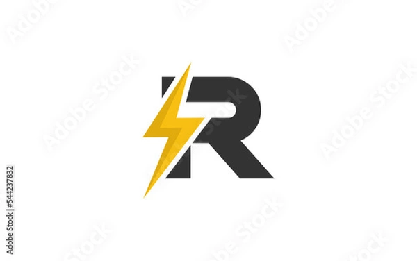 Fototapeta R logo energy vector for identity company. initial letter volt template vector illustration for your brand.