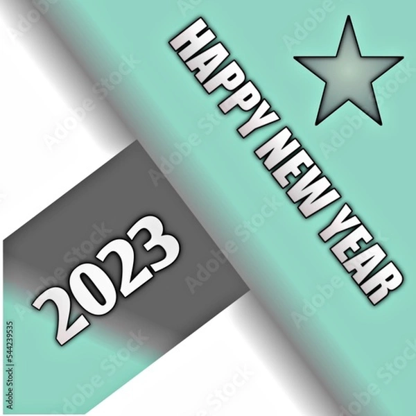 Fototapeta Happy new year 2023 simple decent pastel illustration background