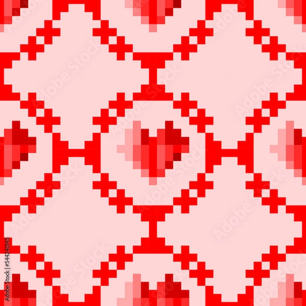 Fototapeta seamless pattern of the red heart shape on pink color for the background
