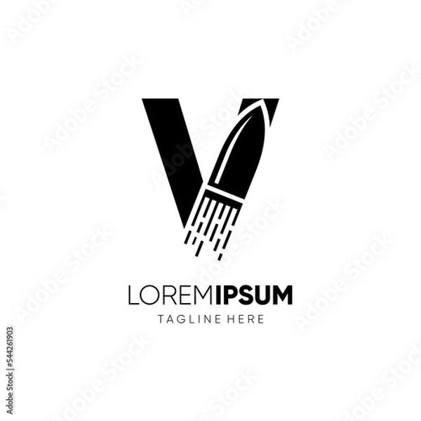 Obraz Letter V Bullet Logo Design Vector Icon Graphic Emblem Illustration 
