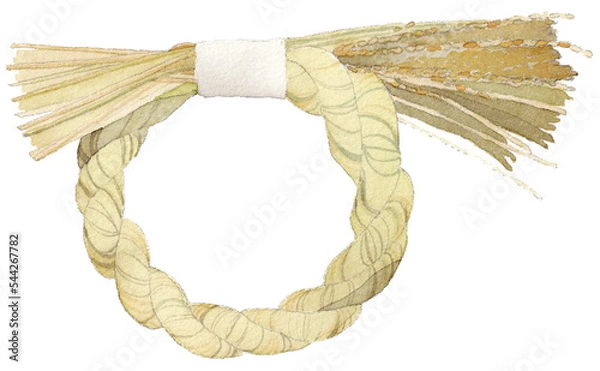 Obraz 水彩タッチの正月しめ縄　シンプル