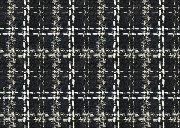 Obraz black tweed real fabric texture seamless pattern  