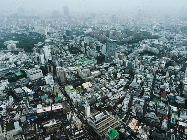 Obraz 雨の日、都心風景