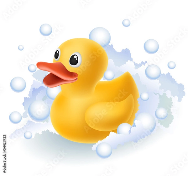 Fototapeta Rubber duck in foam