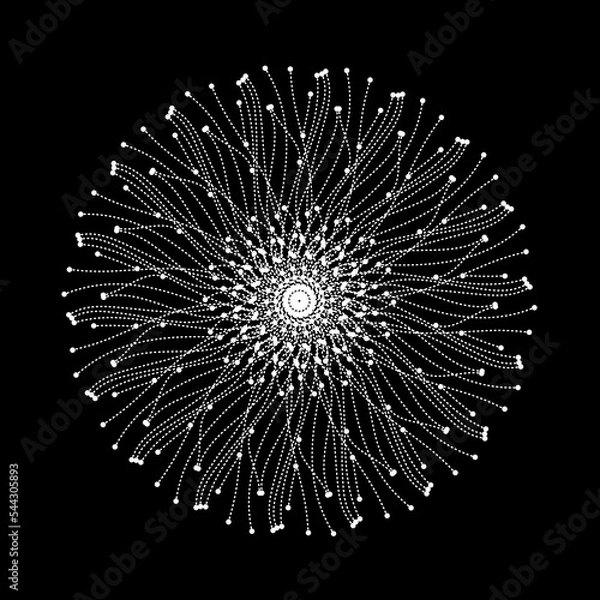 Obraz graphic dandelion mandala bright white on black