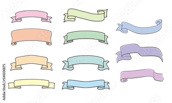 Fototapeta 手描きのリボンセット・カラー