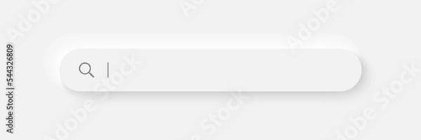 Obraz Search bar. Neumorphism design. 3d rendering. Web Search button concept. Search window with shadow. Vector illustration