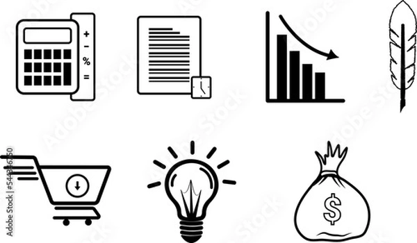 Fototapeta Creative business solutions related icon set design. Innovation team management.