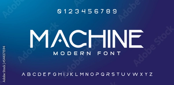 Fototapeta MACHINE Innovative font typeface designed for technology. Typeface urban style fonts for technology, digital, movie, logo design.	