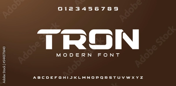Fototapeta TRON Abstract digital modern alphabet font. Logo creative font, type, technology, movie, digital, music, movie. Font and illustration in vector format.