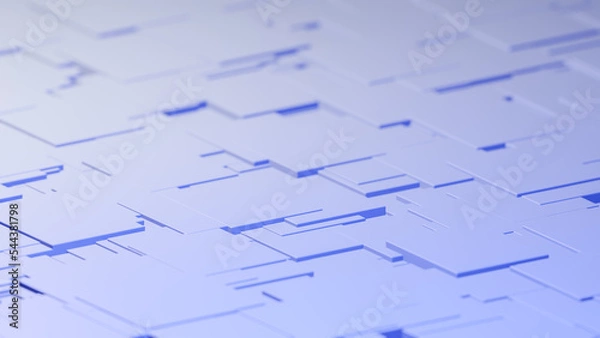 Obraz 3D illustration of abstract cube background with blue random sized cubes or geometric shapes, technology futuristic architecture or science backdrop