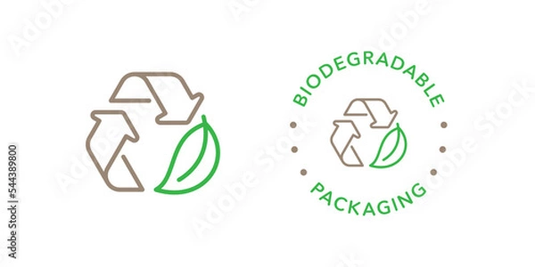 Obraz Biodegradable packaging vector icon badge logo