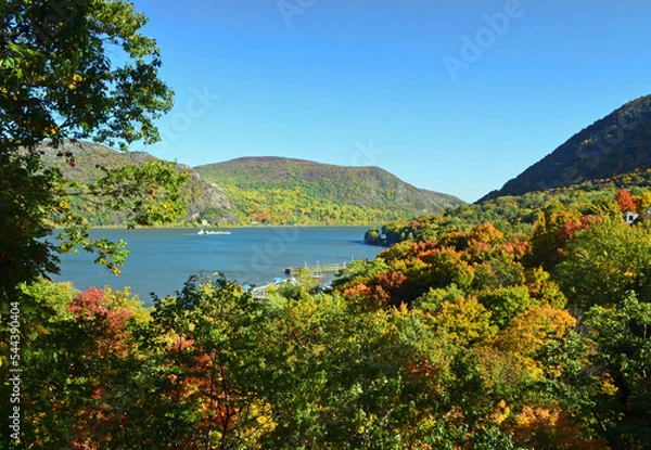 Obraz river and mountains in the fall