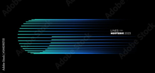 Obraz The creative blue halftone glow design concept. Minimal geometric elements with linear patterns for technology, science, retro, and graphic effects.