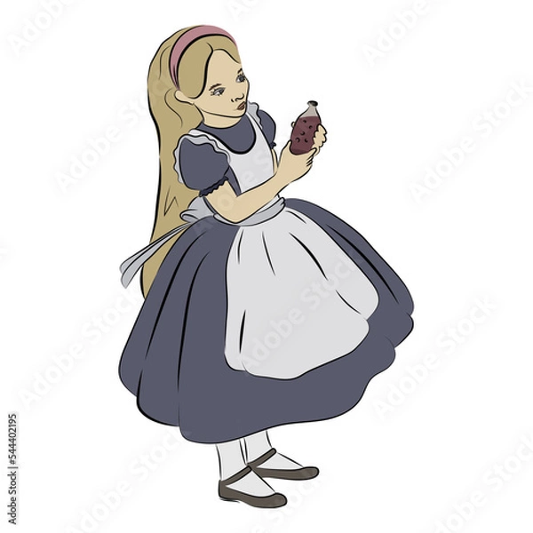 Fototapeta Vector portrait of a cute girl. Beautiful woman in a modern design of realistic graphic paper. Illustration of student learning. Creative paper Art, an educational concept