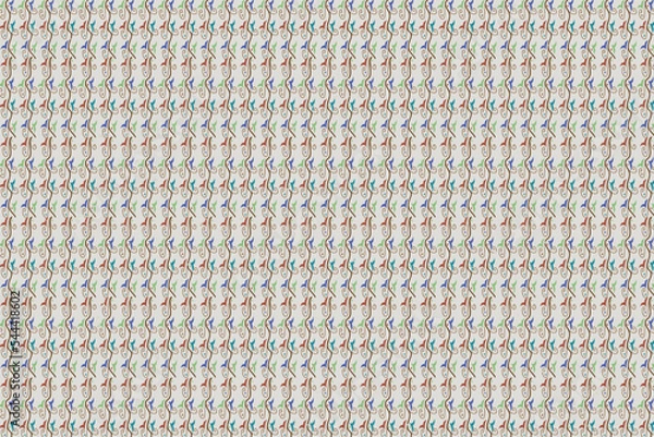 Fototapeta Seamless pattern Beautiful fabric background. Vector texture, Illustration. Doodles in multiple colors.