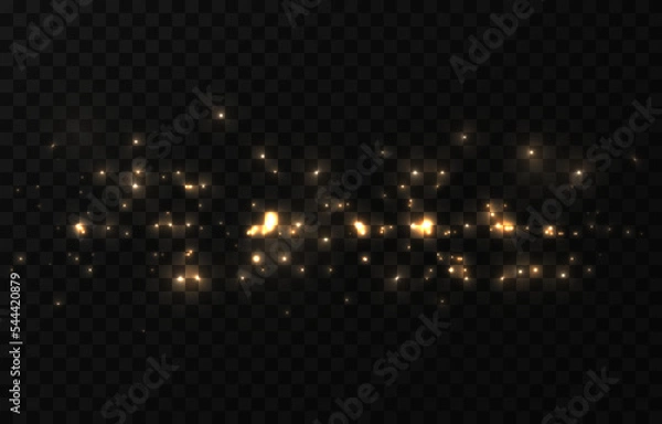 Obraz Vector magic dust. Gold dust png. Magic glow, light effect. Christmas background.