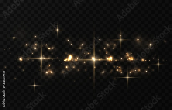 Obraz Vector magic dust. Gold dust png. Magic glow, light effect. Christmas background.