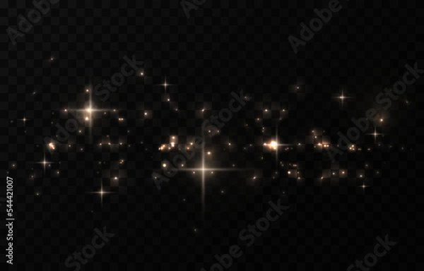 Obraz Vector magic dust. Gold dust png. Magic glow, light effect. Christmas background.