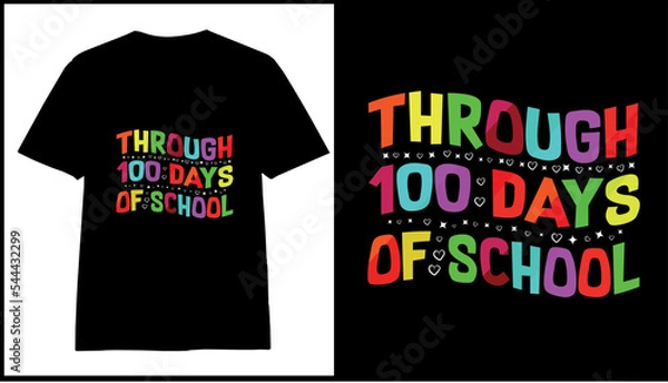 Fototapeta 100th day of school  colorful t-shirt design vector for print on demand,