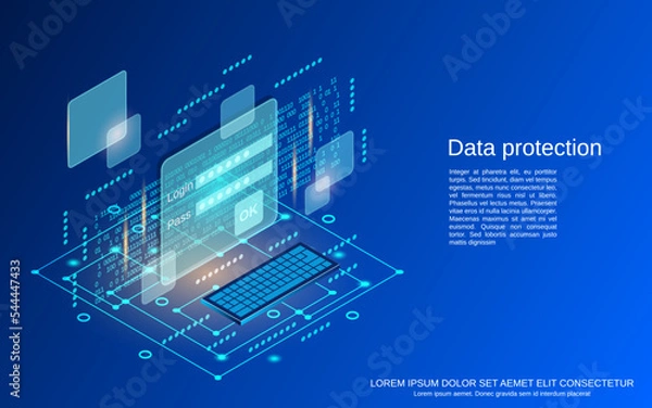 Obraz Data protection, information security, access control flat 3d isometric vector concept illustration