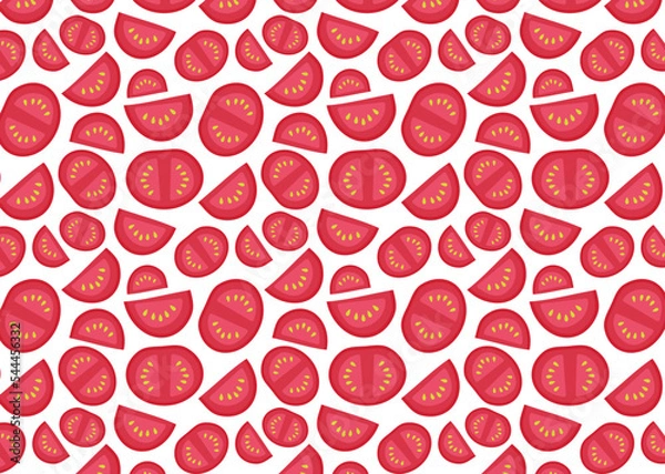 Obraz Seamless pattern of tomato slices. Vector repeating pattern