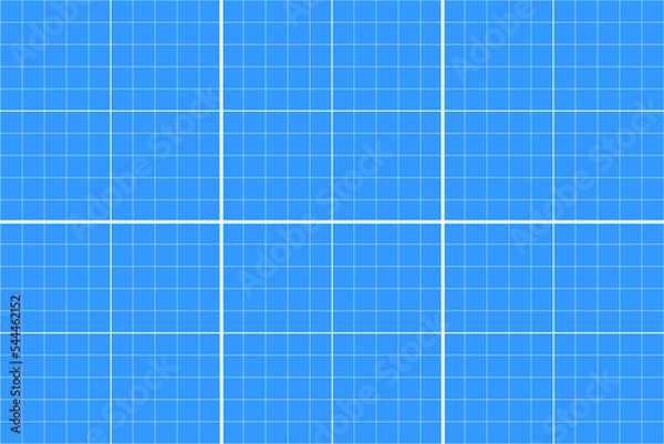 Fototapeta Blueprint grid background. Checkered blank template for cutting mat, office work, mechanics scheme, drawing, drafting, plotting, engineering or architecting measuring