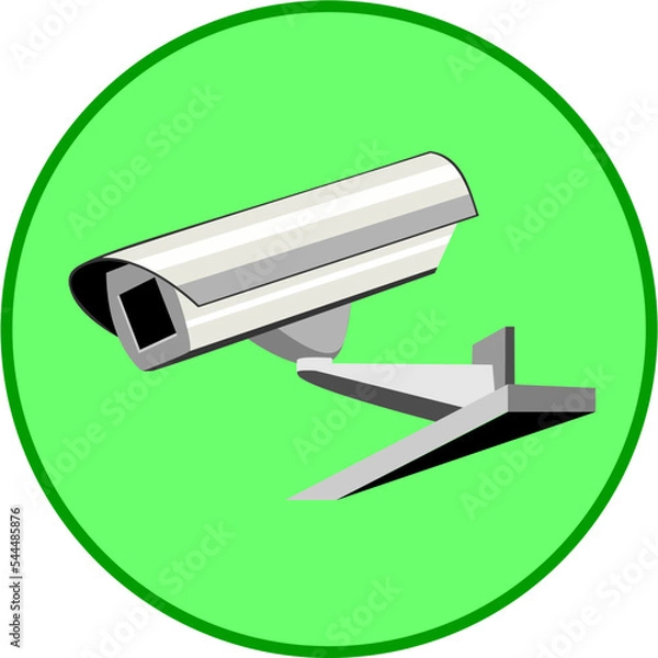 Obraz Surveillance camera isolated on green background