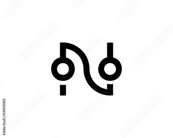 Fototapeta Innovative Black letter N Circuit Logo for Tech Startups, A futuristic logo featuring a black circuit design, perfect for tech startups and innovative companies.