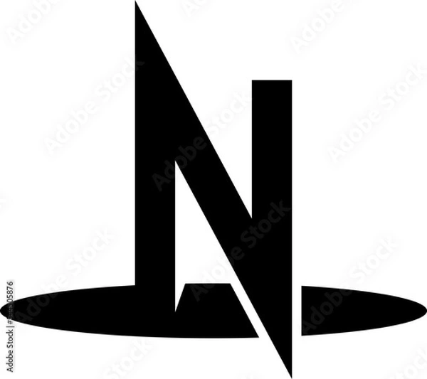 Fototapeta Sleek Black and White N Letter Logo for Modern Brands, A sophisticated logo featuring the letter "N" in a black and white color scheme, suitable for a variety of modern brands.