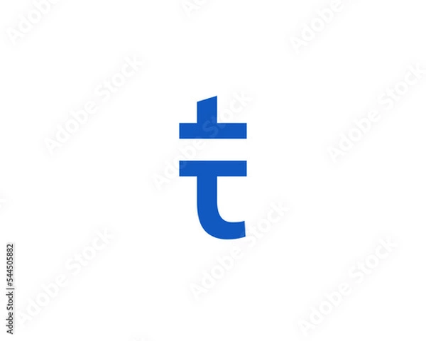 Fototapeta Modern T Symbol Logo for Tech Companies, A contemporary logo featuring a "T" symbol in blue, ideal for tech and digital companies.