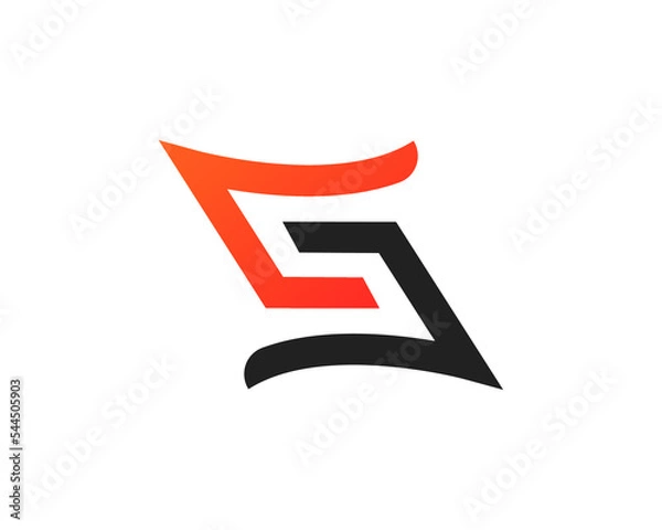 Fototapeta Dynamic GS Letter Logo with Red and Black Color Scheme, A bold and dynamic logo featuring the letters "GS" in an abstract design with red and black colors, suitable for tech and digital companies.