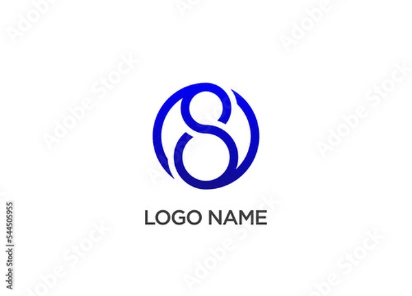 Fototapeta Circular Logo with Blue Number 8 Design