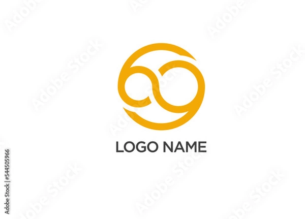 Fototapeta Abstract Logo with Golden Curved Lines