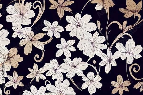 Fototapeta Textile design floral motif design for ladies shirt front and back beautiful flowers and ornaments illustration creative motif for luxury shirt printing design