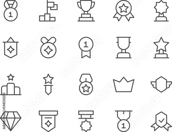 Obraz Award line icons set.
