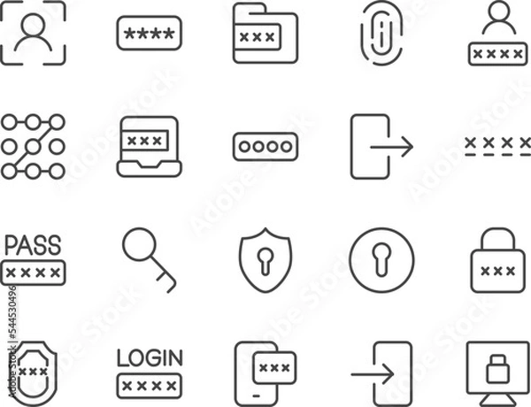 Obraz Password line icons set