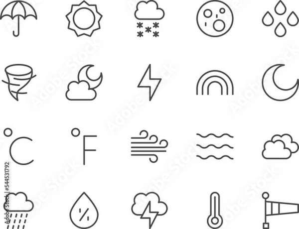 Obraz Weather line icons set.