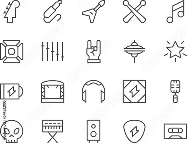 Obraz Rock line icons set.