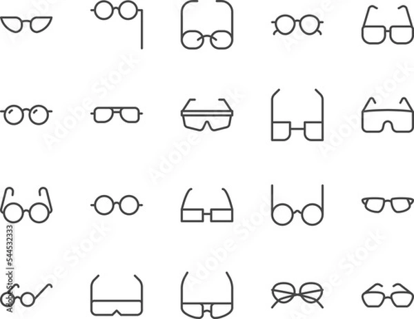 Obraz Glasses line icons set.