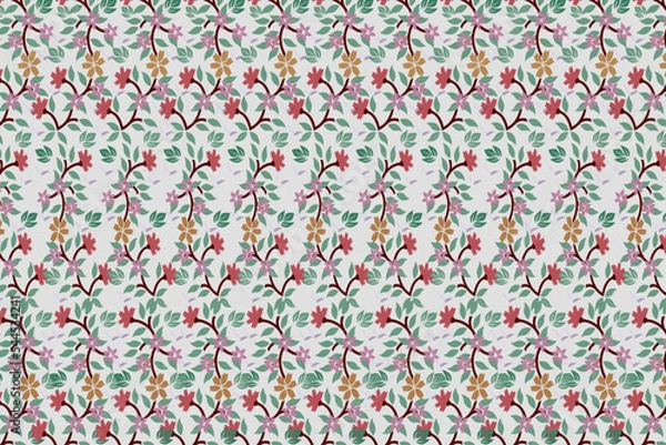 Fototapeta Seamless floral pattern with bright colorful flowers and leaves . The elegant the template for fashion prints. Modern floral background.