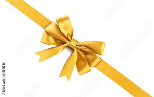 Obraz yellow bow corner gold color. gift design element